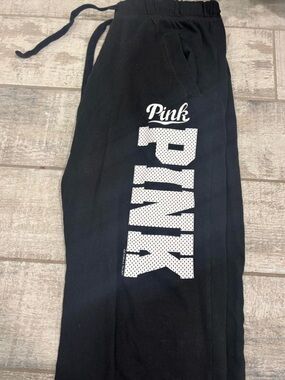 Victoria's Secret PINK Black Cozy Wide Leg Sweatpants